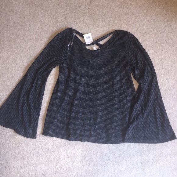 NWT Moa moa long sleeve shirt size L charcoal color lines - Picture 2 of 9